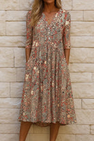 Harlow | Graceful V-Neck Elegance Midi Dress