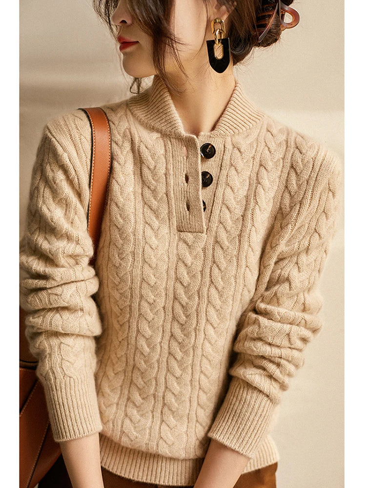Arden Button-Up Cashmere Sweater