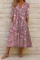Harlow | Graceful V-Neck Elegance Midi Dress
